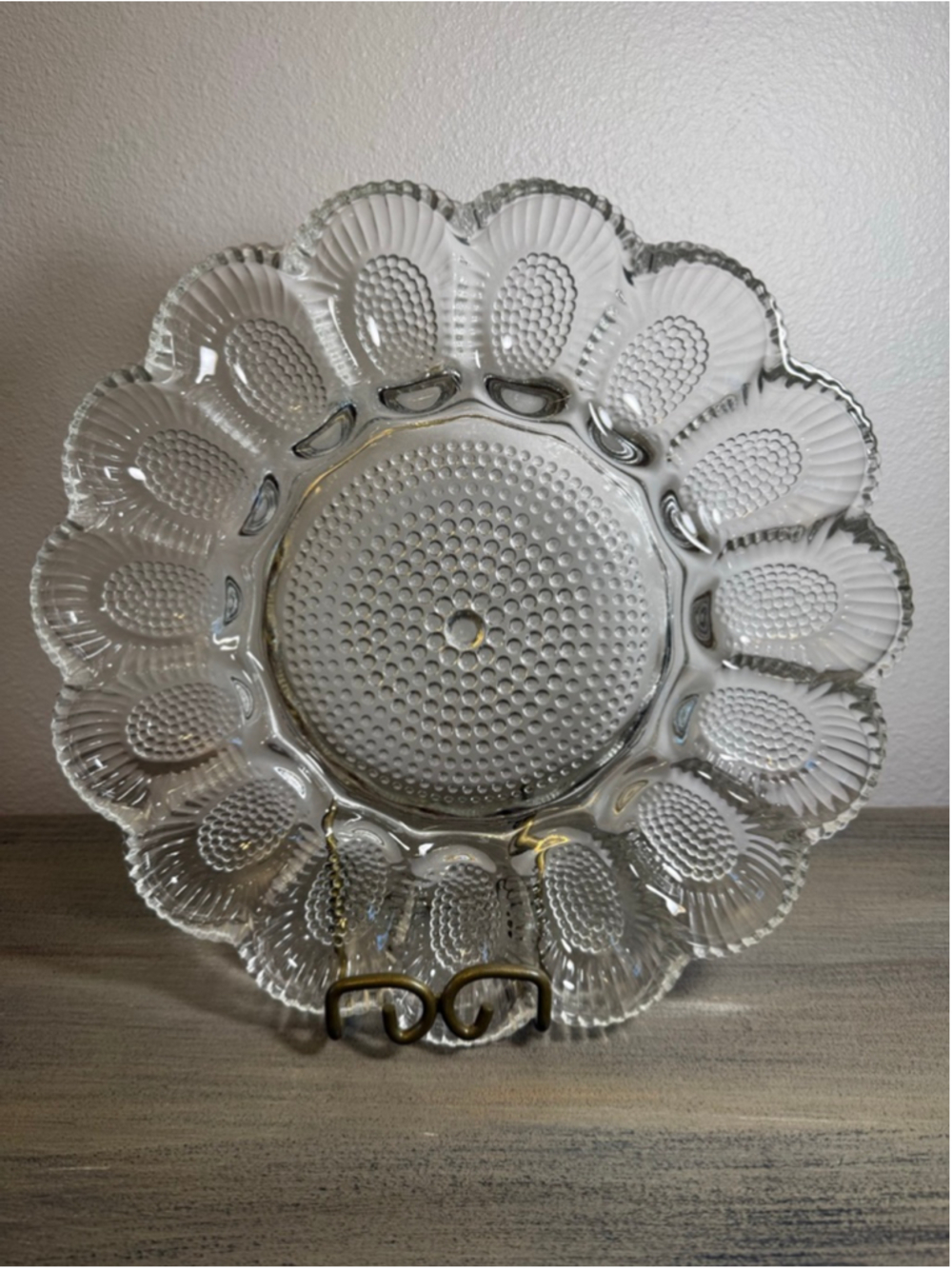 vintage Indiana Glass clear hobnail pattern deviled egg platter
